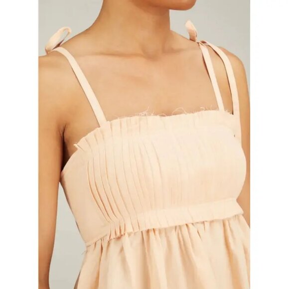 NEW Ulla Johnson Women's Tan and Pink Midi Dress SIZE 8   #2718 - Picture 2 of 10